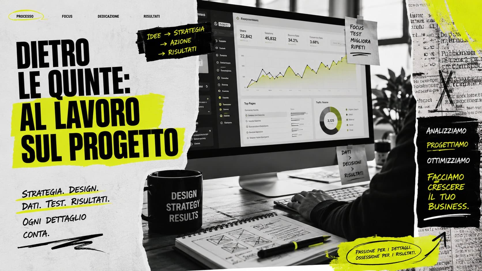 Dietro le quinte: al lavoro sul progetto — strategia, design, dati, test